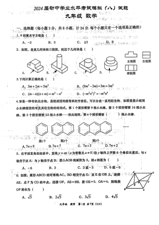 2024年陕西西安高新一中中考数学八模试题【无答案】.pdf