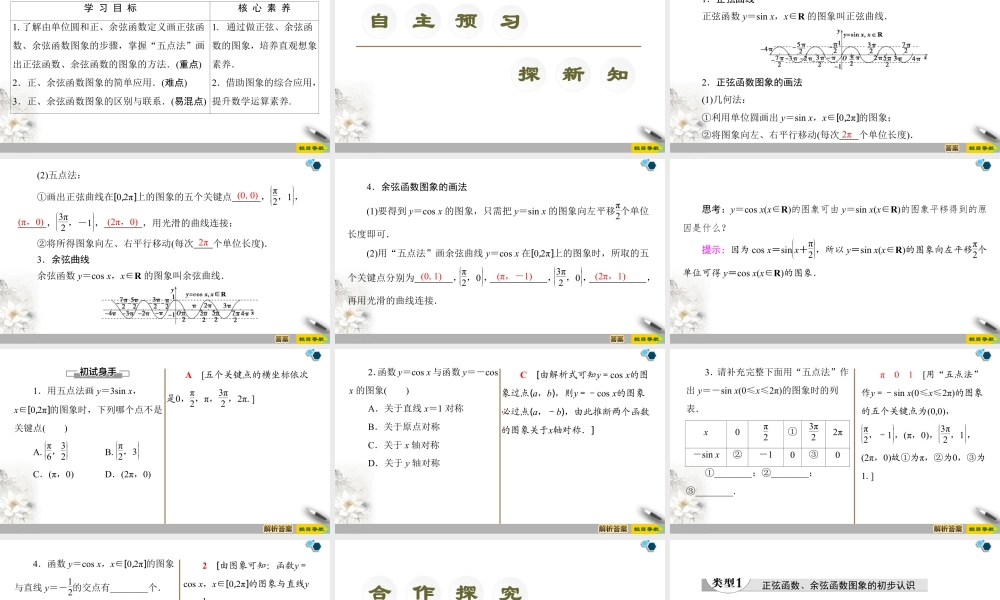 人教版高中数学必修第一册5.4.1正弦函数、余弦函数的图象 （课件）.pptx