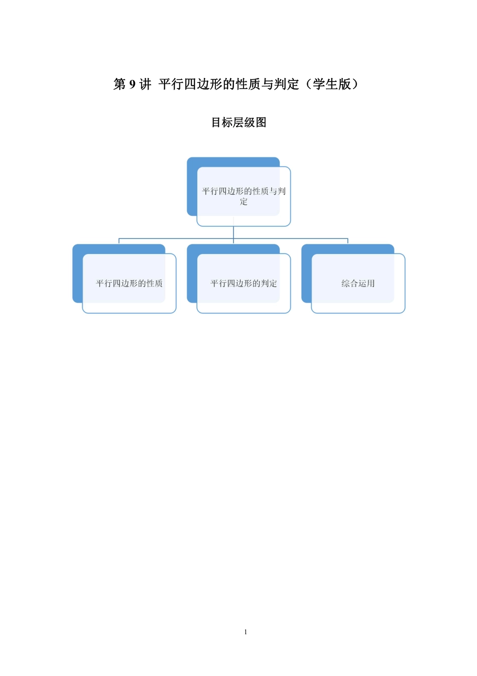 2023-2024学年北师版八年级数学寒假专题拔高作业 第9节平行四边形的性质与判定（含答案）.pdf_第1页