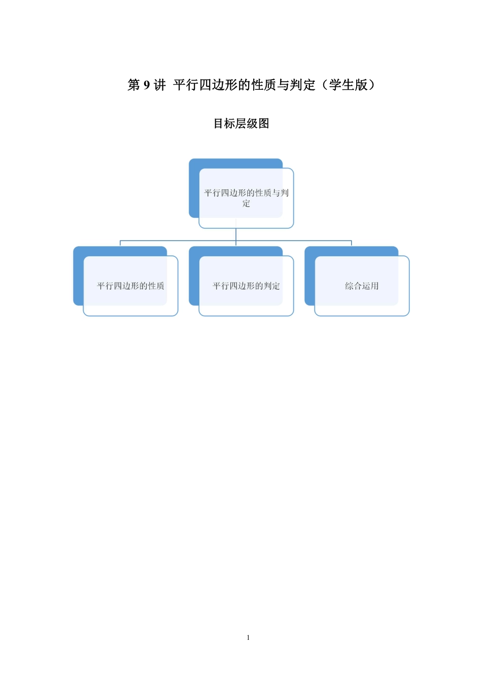 2023-2024学年北师版八年级数学寒假专题基础作业 第9节平行四边形的性质与判定（含答案）.pdf_第1页