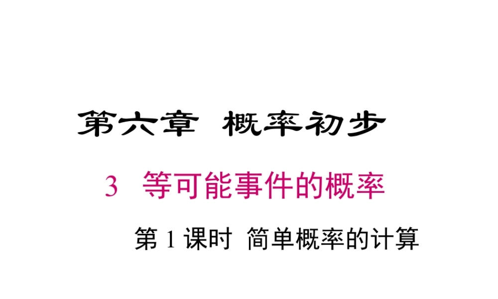 2023-2024学年度北师七下数学6.3 第1课时 简单概率的计算【课件】.ppt