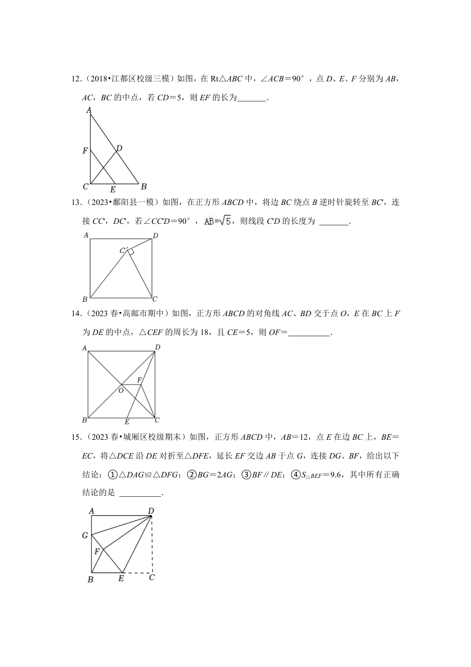 2023-2024学年江苏省扬州市各名校初二下数学易错题强化训练(含答案).pdf_第4页