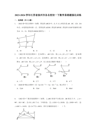 2023-2024学年江苏省扬州市各名校初一下数学易错题强化训练（含答案）.doc