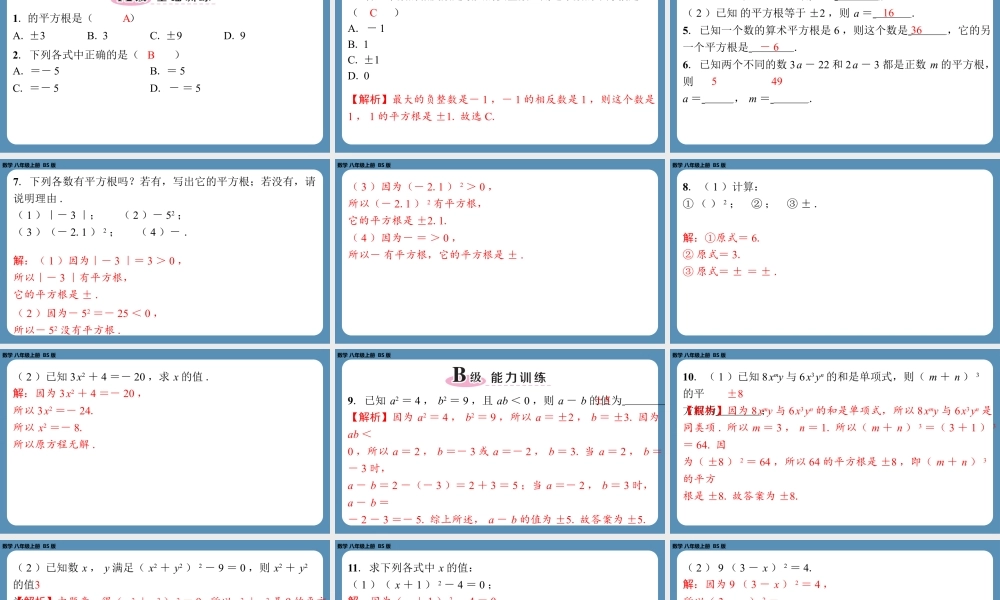 2024-2025学年度北师版八上数学2.2平方根（第二课时）【课外培优课件】.pptx