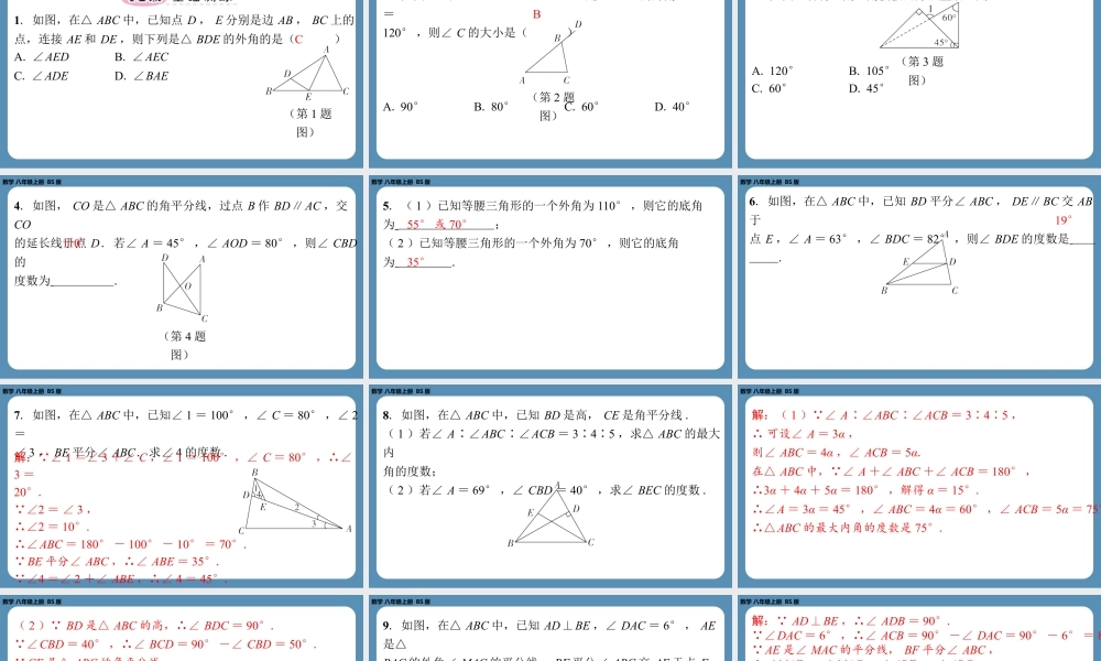 2024-2025学年度北师版八上数学7.5三角形内角和定理（第二课时）【课外培优课件】.pptx