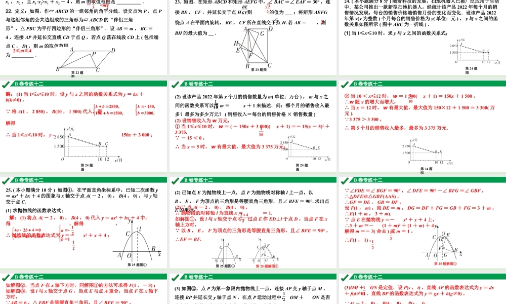 2024成都中考数学B卷专项强化训练12.B卷专练十二课件.pptx