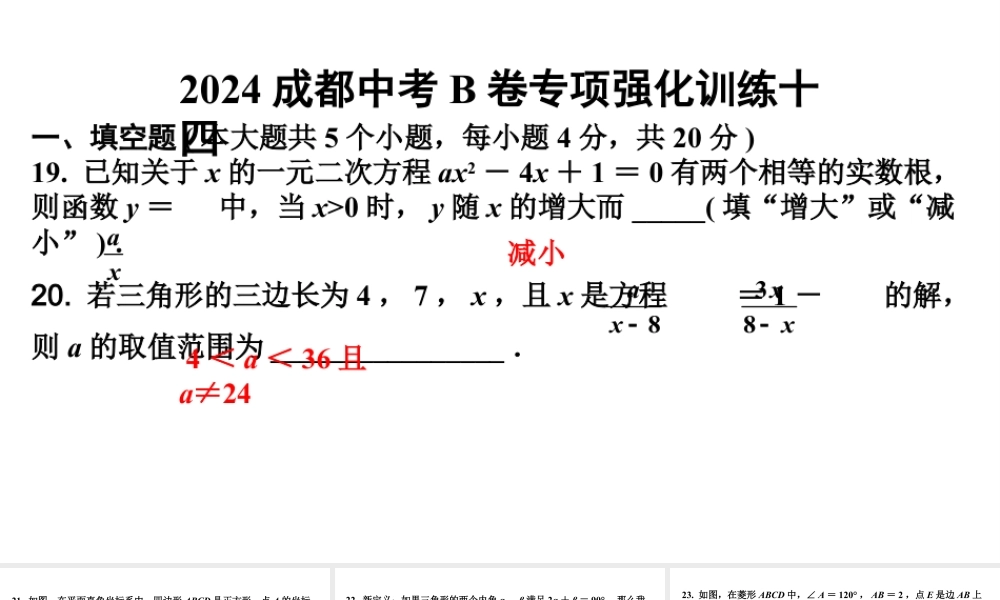 2024成都中考数学B卷专项强化训练十四【课件】.pptx