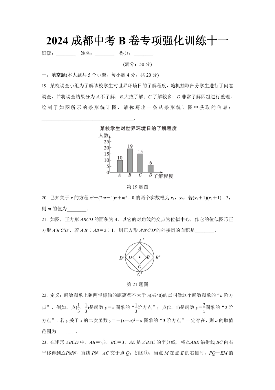 2024成都中考数学B卷专项强化训练十一 (含答案).pdf_第1页