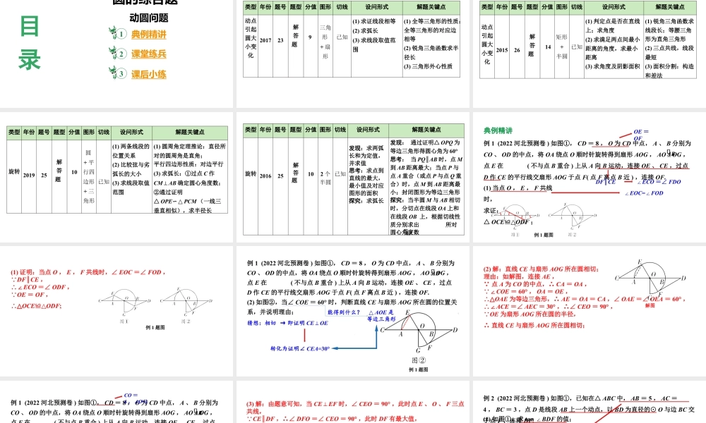 2024 河北数学中考备考重难专题：圆的综合题动圆问题（课件）.pptx