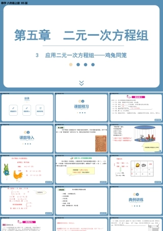 2024-2025学年度北师版八上数学5.3应用二元一次方程组——鸡兔同笼【课件】.pptx
