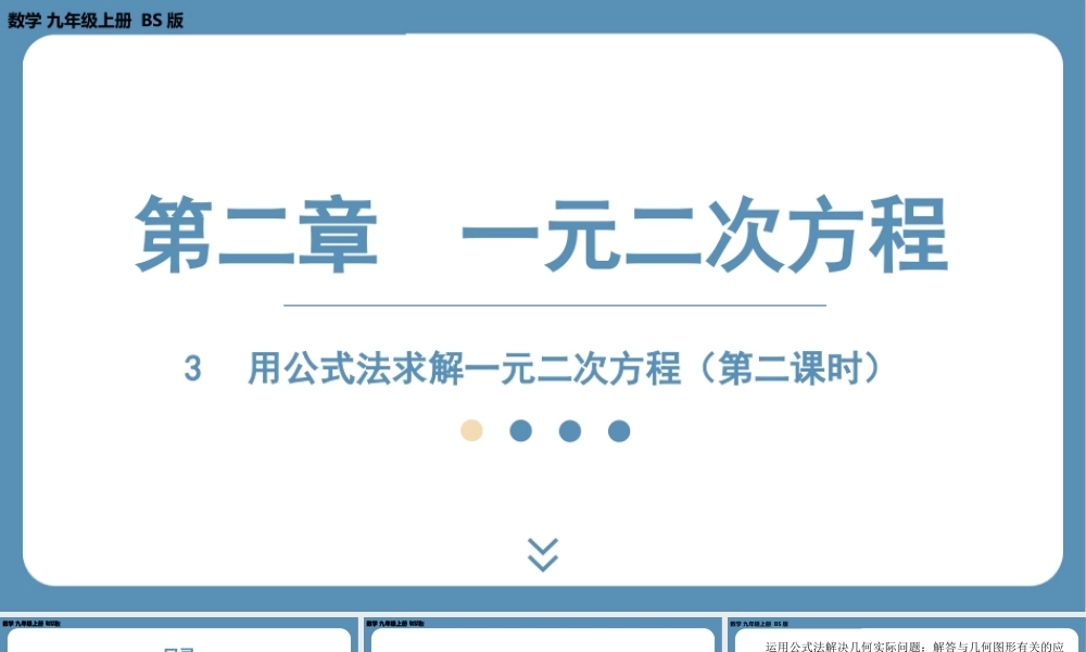 2024-2025学年度北师版九上数学2.3用公式法求解一元二次方程（第二课时）【课件】.pptx