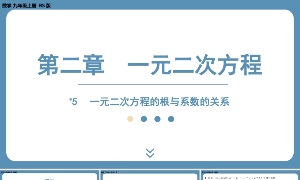 2024-2025学年度北师版九上数学2.5一元二次方程的根与系数的关系【课件】.pptx