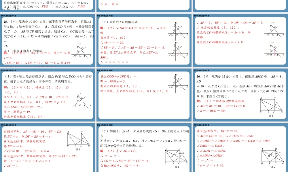 2024-2025学年度北师版九上数学-第九周自主评价练习（月考二）【上课课件】.pptx