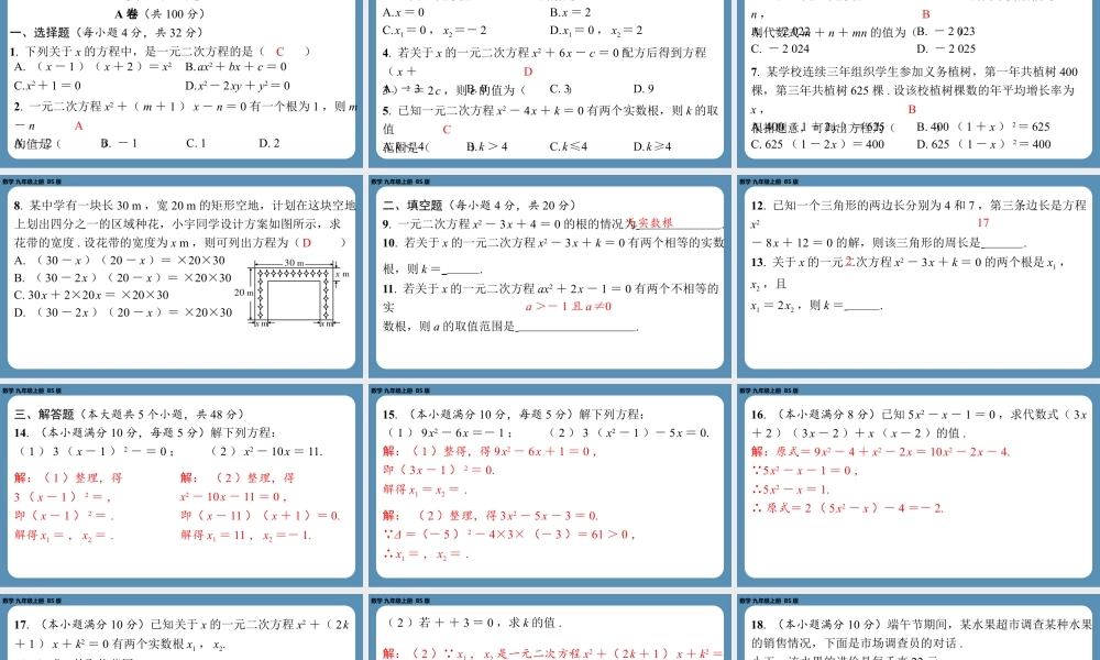 2024-2025学年度北师版九上数学-第三周自主评价练习【上课课件】.pptx