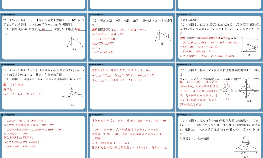 2024-2025学年度北师版九上数学-第十三周自主评价练习（月考三）【上课课件】.pptx