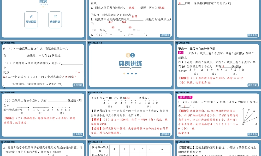 2024-2025学年度北师版七上数学-第四章-基本平面图形-回顾与思考【课件】.pptx