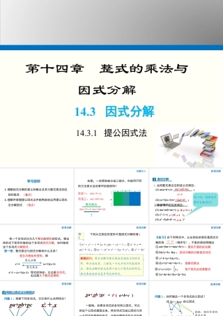 2024-2025学年度人教版八上数学14.3.1 提公因式法积的乘方【课件】.pptx