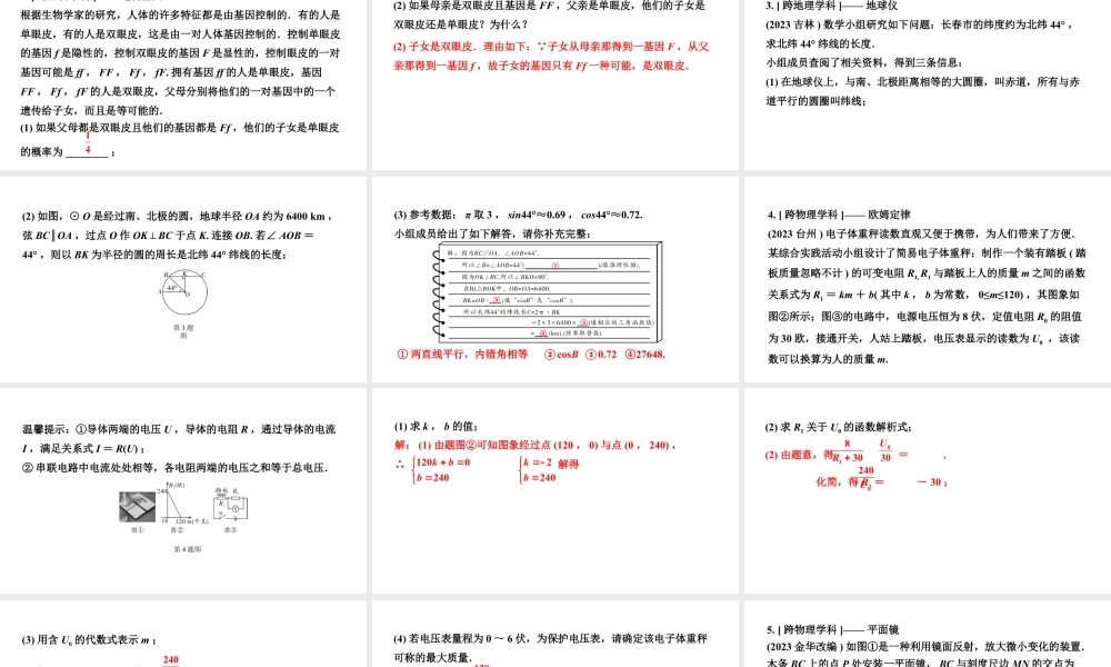 2024安徽中考数学二轮专题复习 题型一 跨学科试题 （课件）.pptx