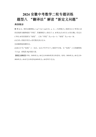 2024安徽中考数学二轮专题训练 题型八 “翻译法”解读“新定义问题” (含答案).pdf