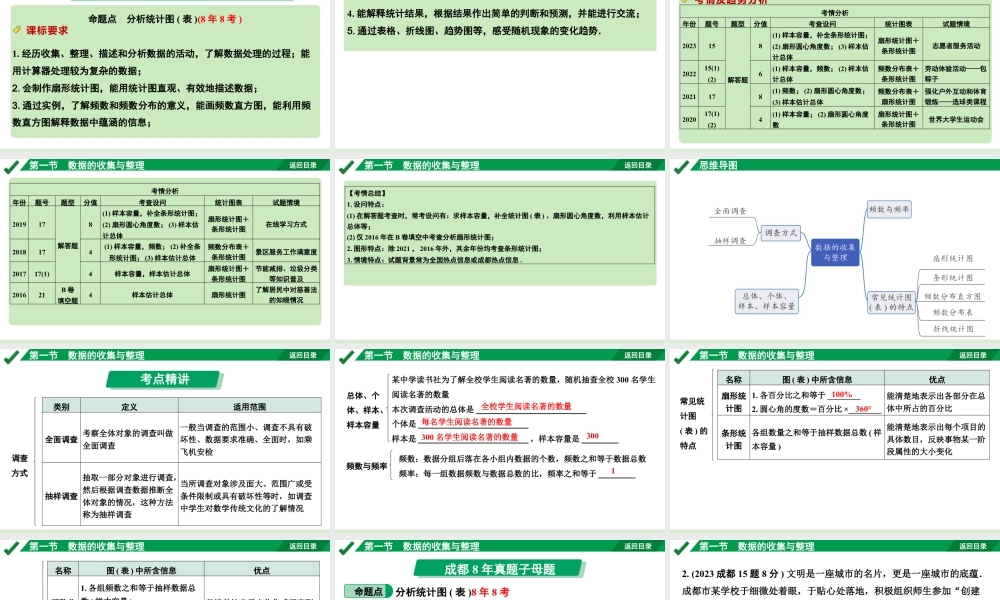 2024成都中考数学第一轮专题复习 第八章 第一节 数据的收集与整理 课件.pptx