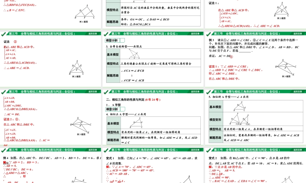 2024成都中考数学第一轮专题复习 全等与相似三角形的性质与判定(含位似)  课件.pptx