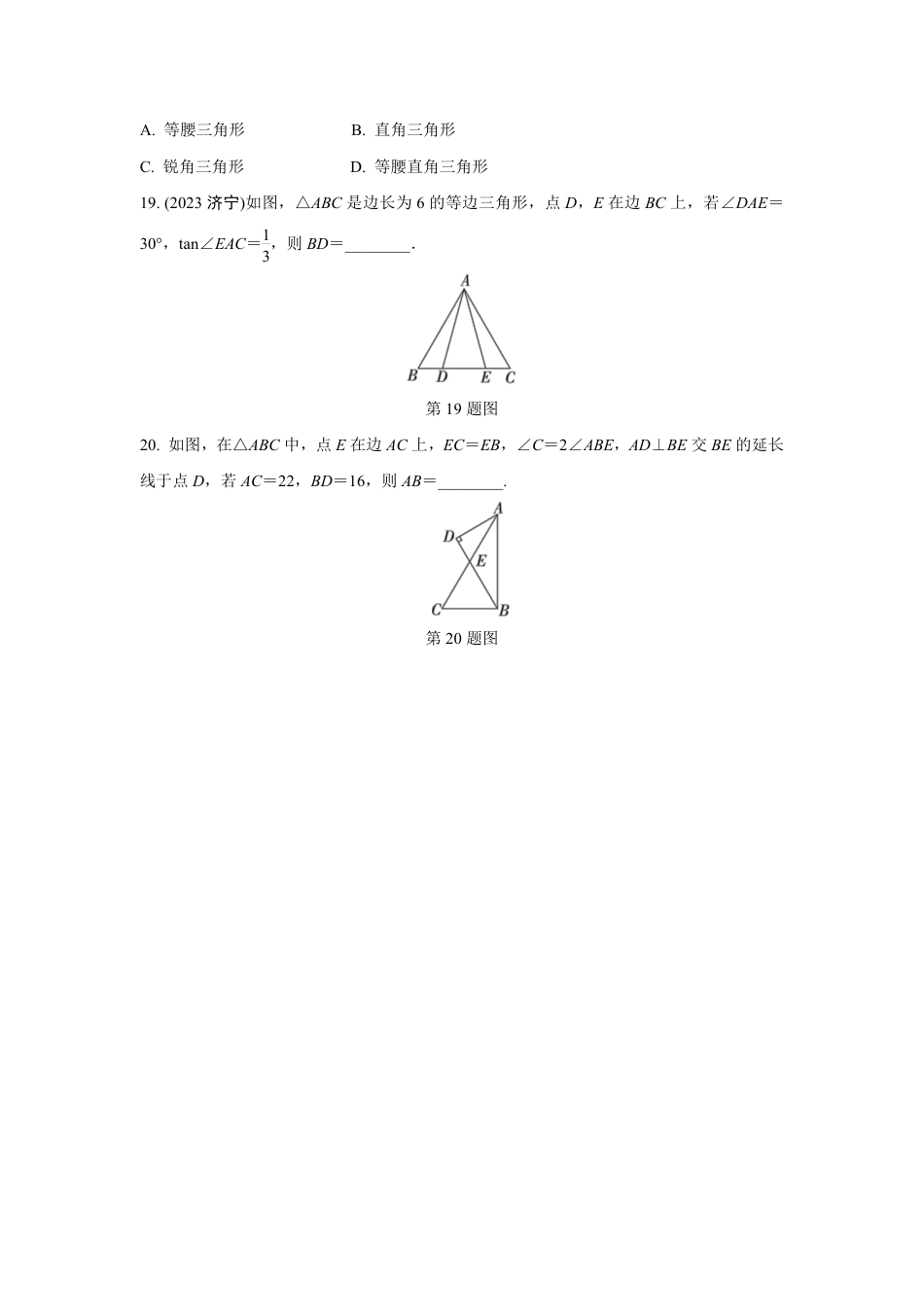 2024成都中考数学第一轮专题复习 三角形及其性质 知识精练(含答案).pdf_第5页