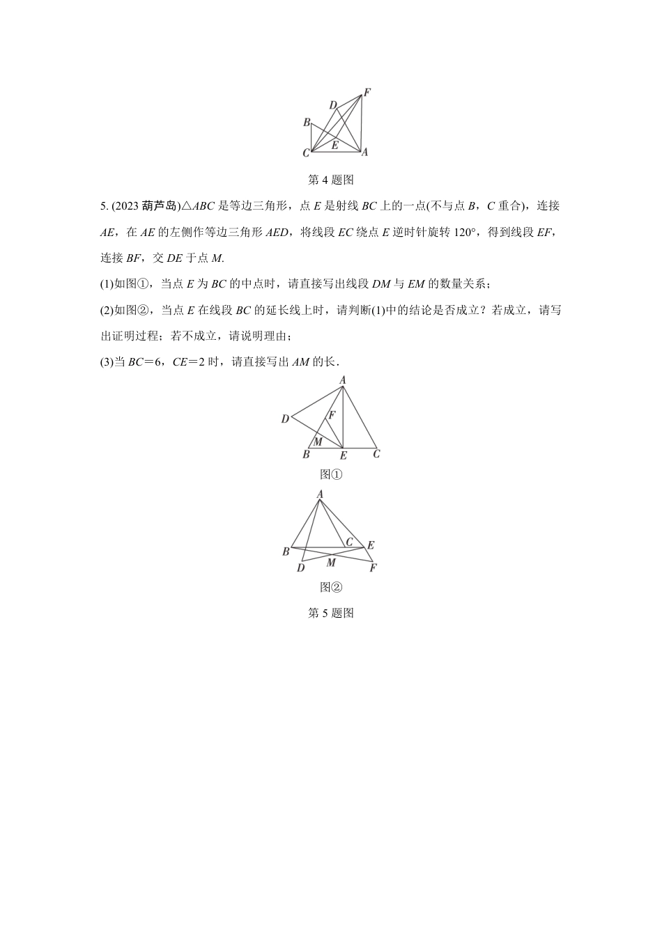 2024成都中考数学第一轮专题复习之第七章 微专题 图形的旋转 知识精练(含答案).pdf_第2页