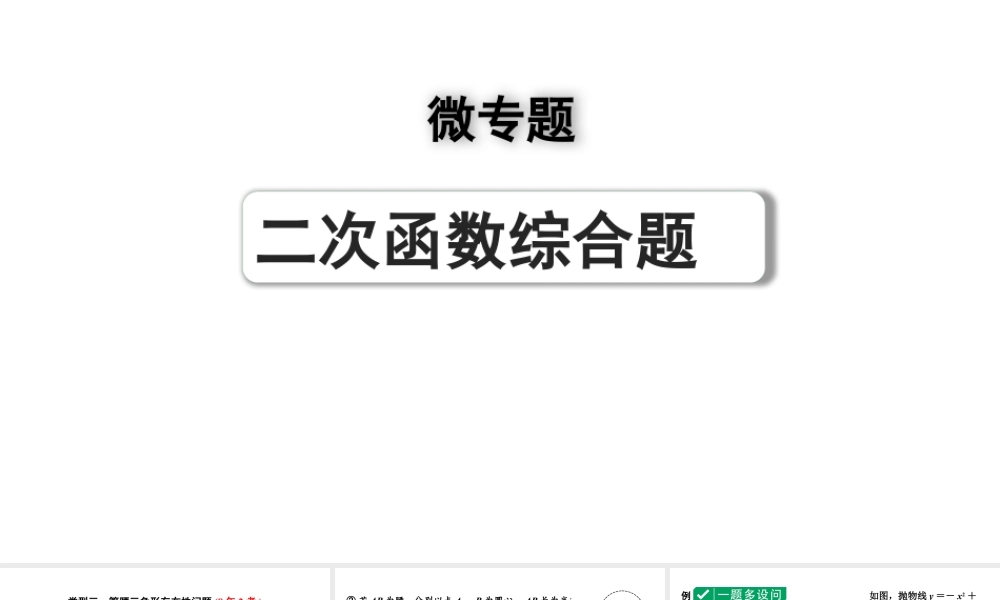 2024成都中考数学第一轮专题复习之第三章  微专题  二次函数综合题  类型三~四 教学课件.pptx