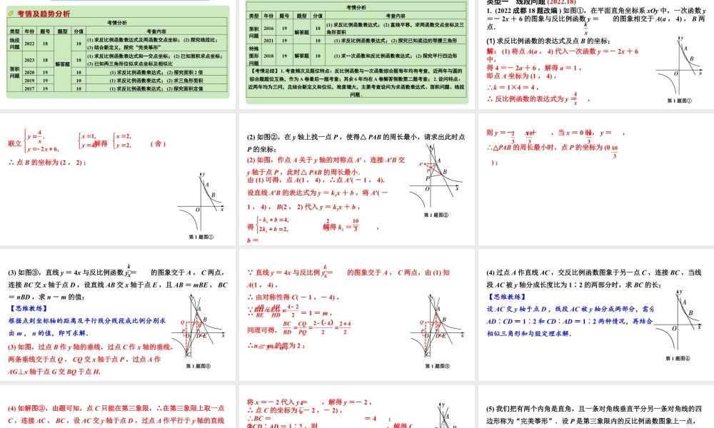 2024成都中考数学第一轮专题复习之第三章  微专题  反比例函数与一次函数综合题 教学课件.pptx