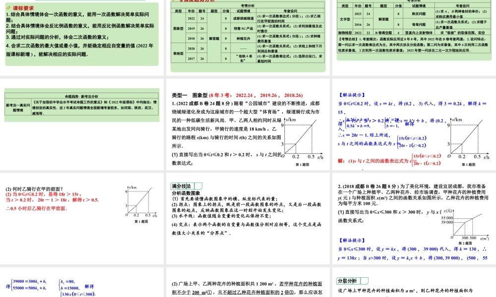 2024成都中考数学第一轮专题复习之第三章  微专题  函数的实际应用 教学课件.pptx