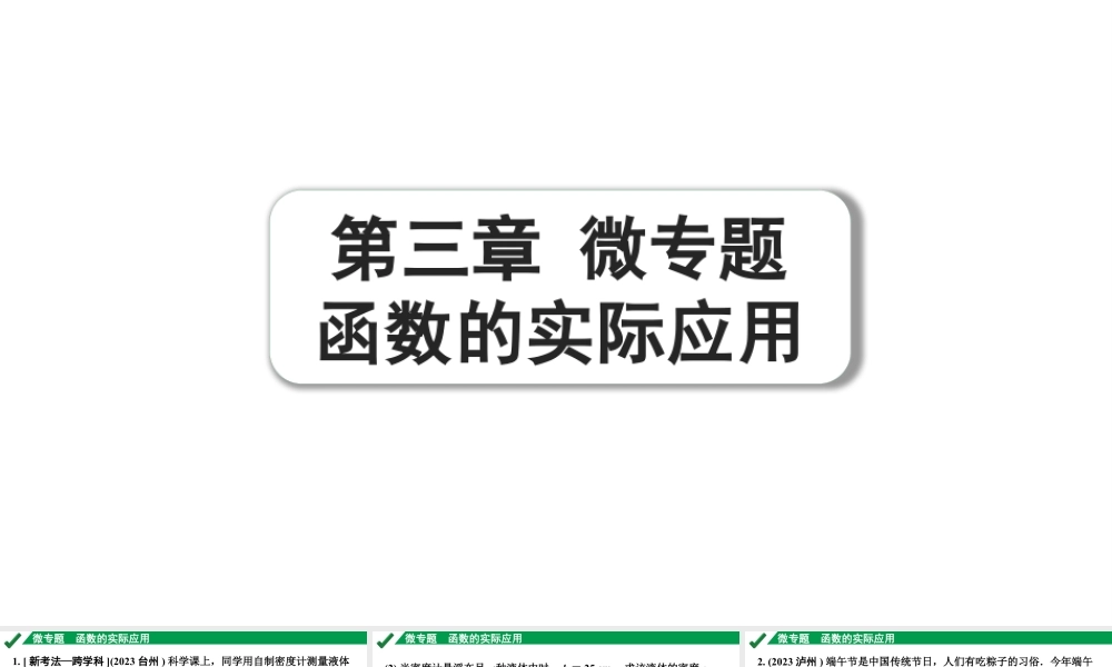 2024成都中考数学第一轮专题复习之第三章 微专题 函数的实际应用 练习课件.pptx