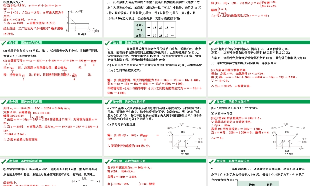 2024成都中考数学第一轮专题复习之第三章 微专题 函数的实际应用 练习课件.pptx