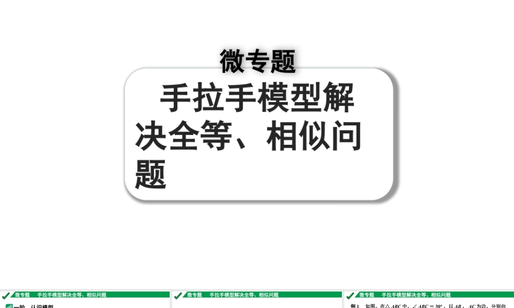 2024成都中考数学第一轮专题复习之第四章 微专题 手拉手模型解决全等、相似问题 课件.pptx