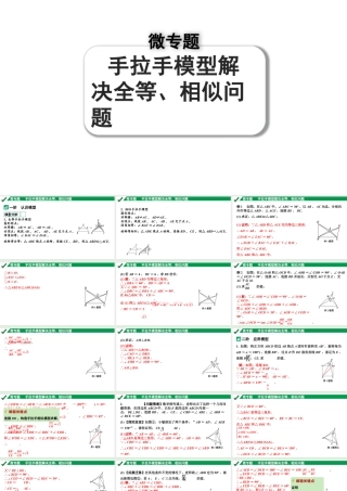 2024成都中考数学第一轮专题复习之第四章 微专题 手拉手模型解决全等、相似问题 课件.pptx