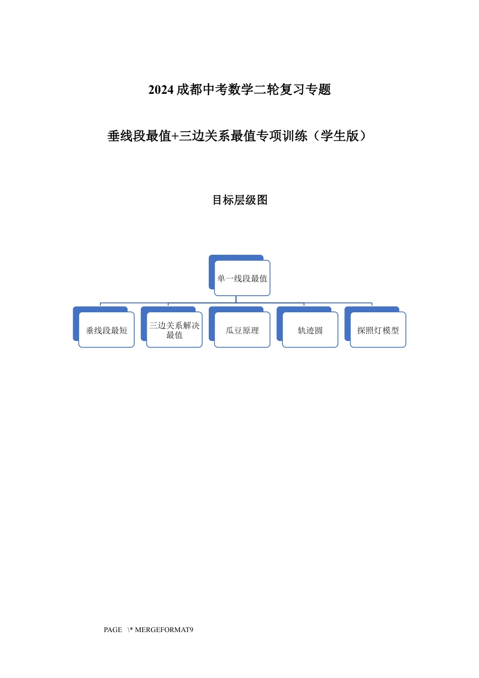 2024成都中考数学二轮复习专题 垂线段最值+三边关系最值专项训练（含答案）.docx_第1页