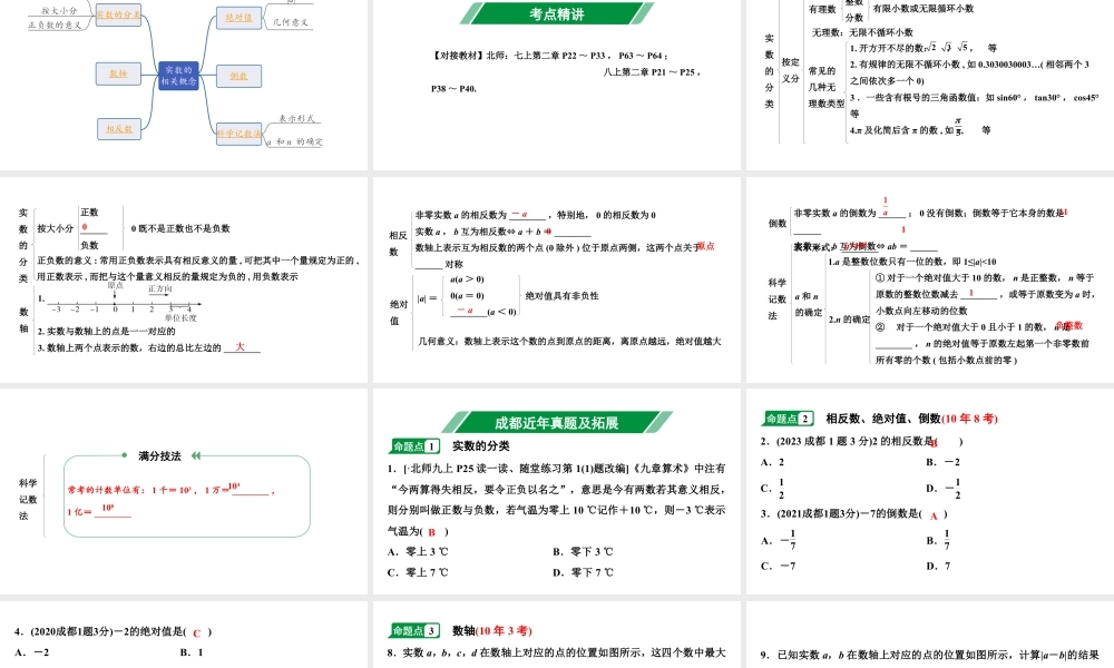 2024成都中考数学二轮重点专题研究 实数的相关概念（课件）.pptx