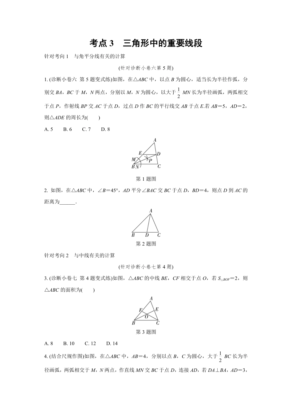 2024成都中考数学复习逆袭卷 专题四 三角形 (含详细解析).pdf_第5页