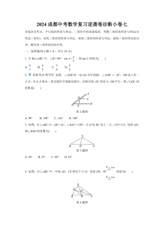2024成都中考数学复习逆袭卷诊断小卷七 (含详细解析).pdf