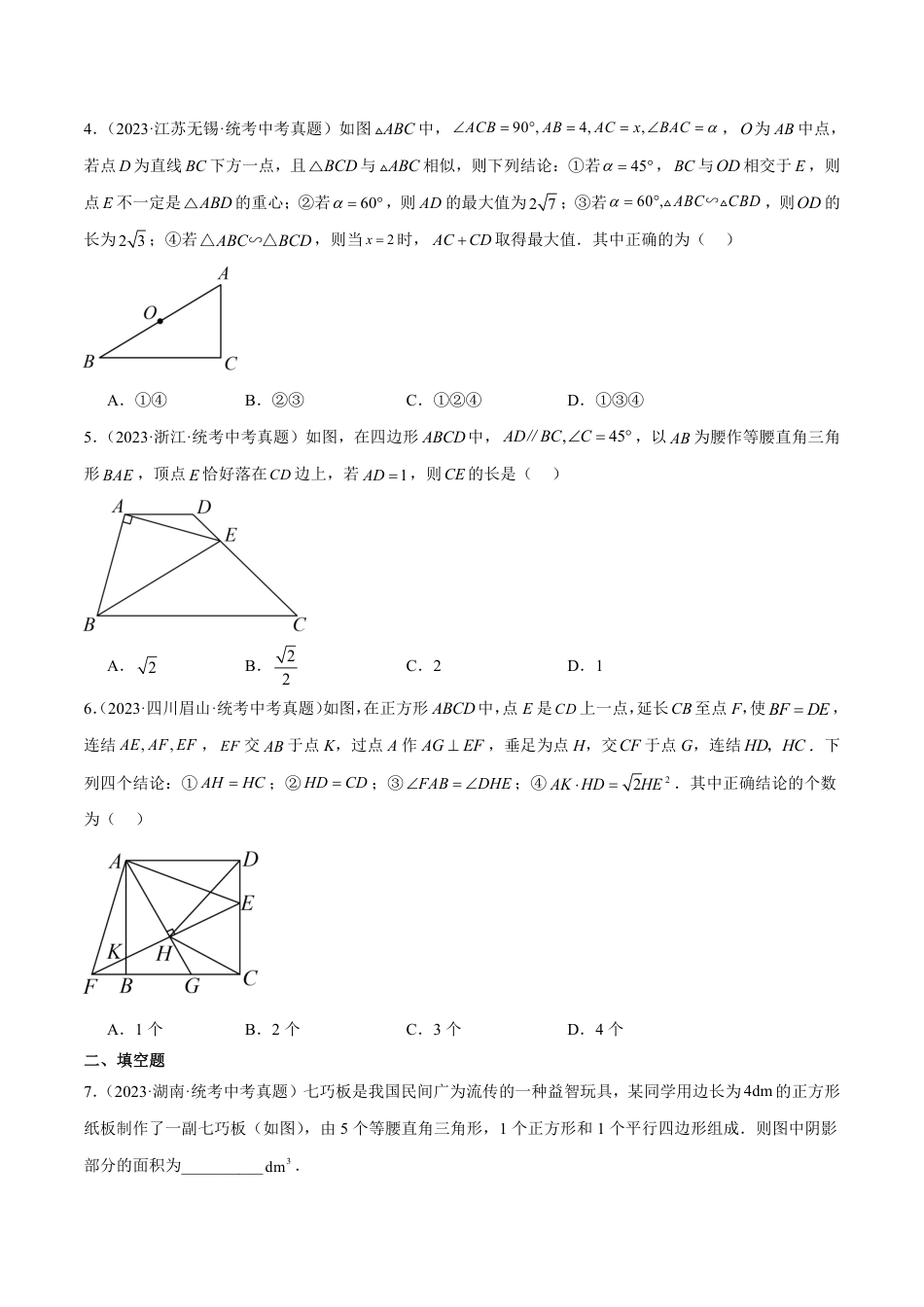 2024成都中考数学一轮复习专题 等腰三角形与直角三角形 (含解析).pdf_第2页