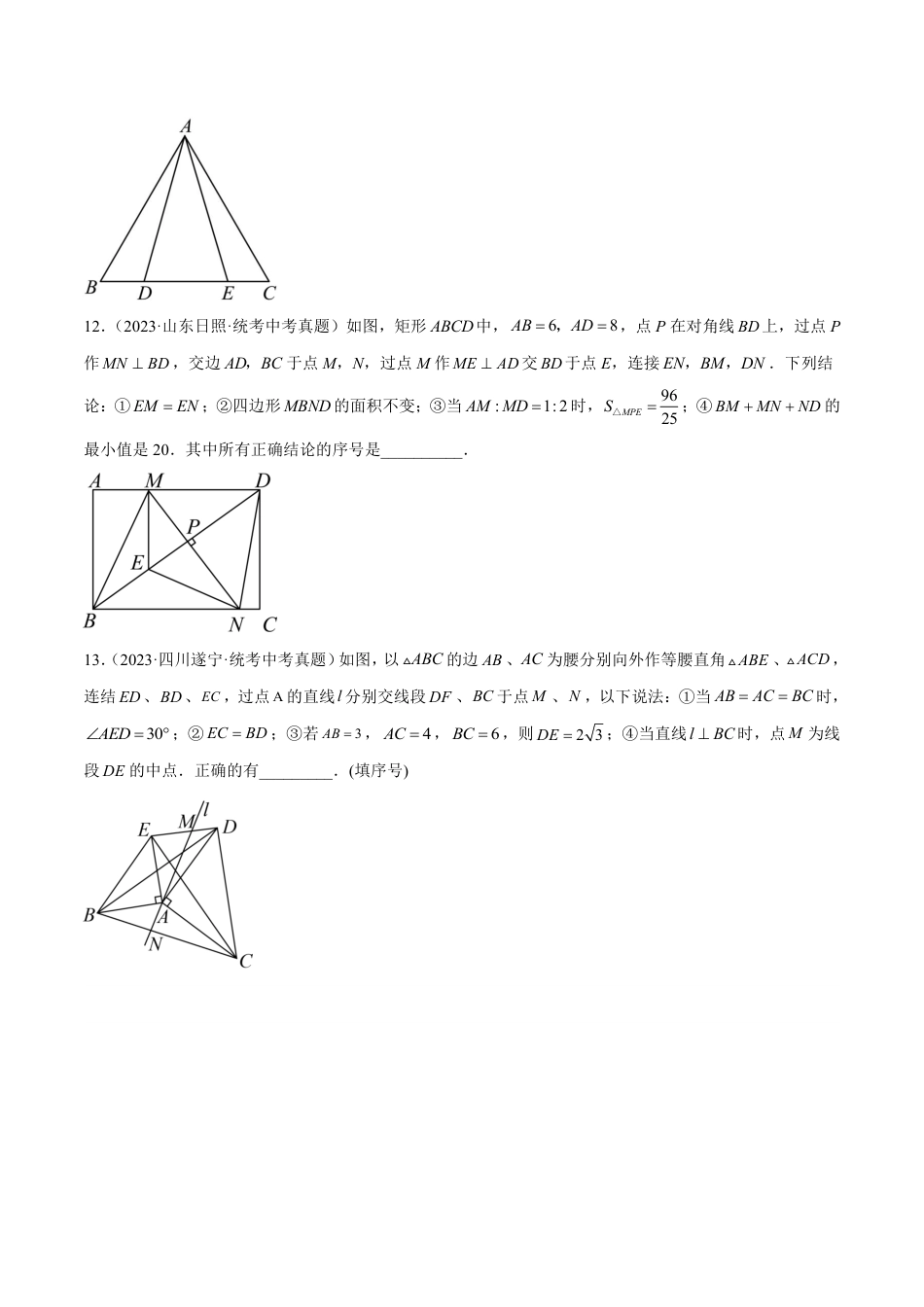 2024成都中考数学一轮复习专题 等腰三角形与直角三角形 (含解析).pdf_第4页