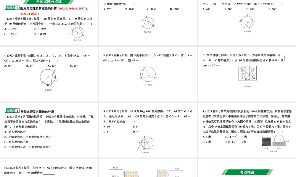 2024福建中考数学二轮中考题型研究 圆的基本性质（课件）.pptx