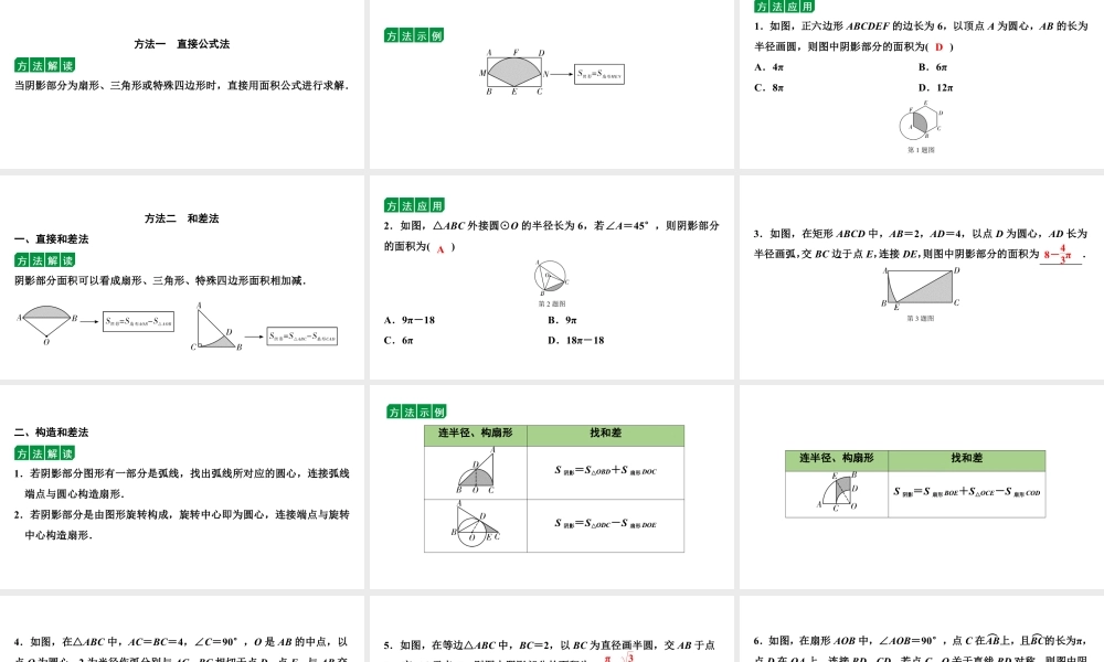 2024贵阳中考数学二轮中考题型研究 微专题  四种方法求阴影部分面积（课件）.pptx