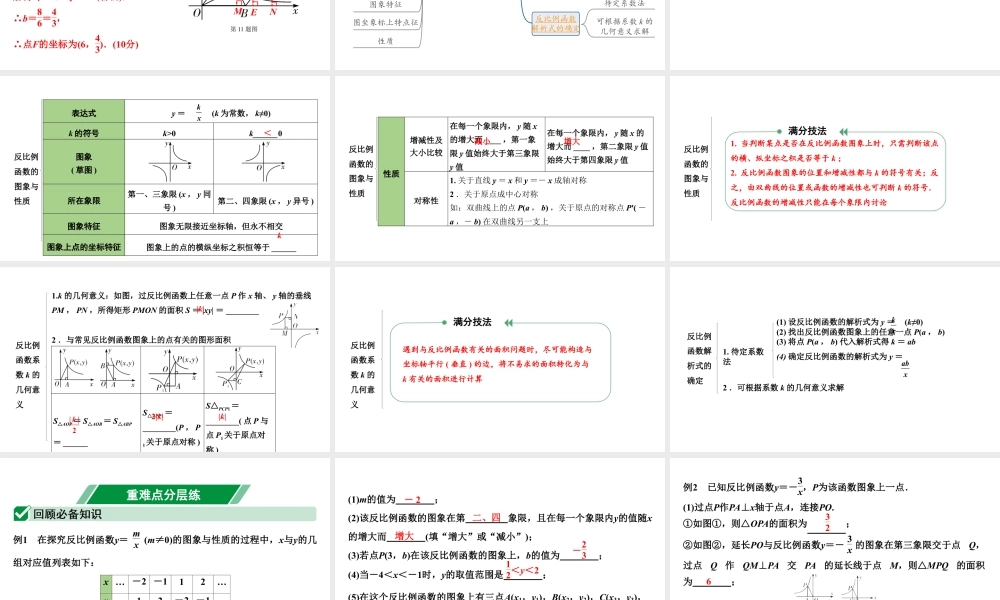 2024贵阳中考数学一轮贵阳中考考点研究 第10讲 反比例函数（课件）.pptx