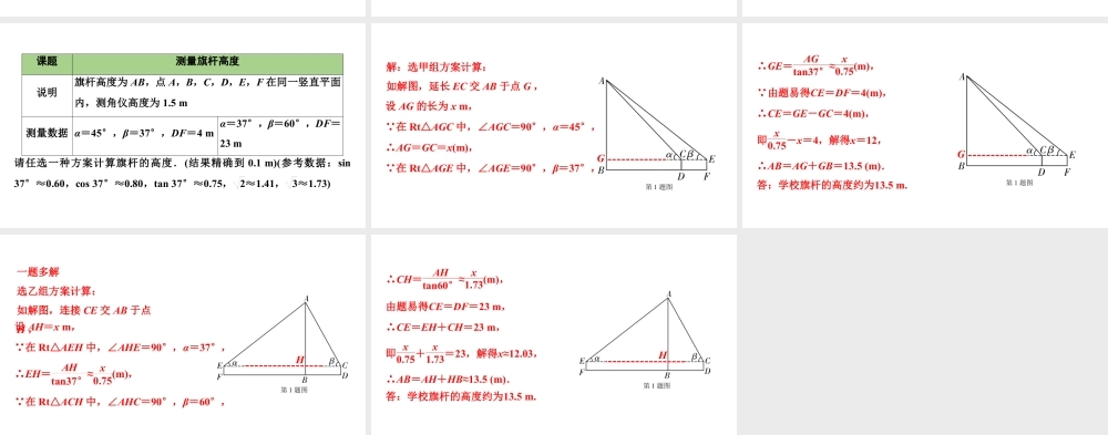 2024贵阳中考数学一轮中考题型研究 第20讲  锐角三角函数及其实际应用（课件）.pptx