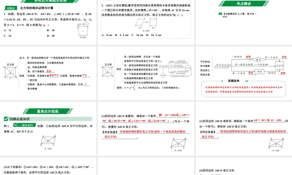 2024贵阳中考数学一轮中考题型研究 第24讲  正方形（课件）.pptx