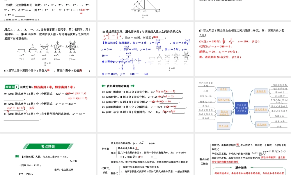 2024贵州中考数学一轮知识点复习 第4讲 代数式及整式（含因式分解）（课件）.pptx