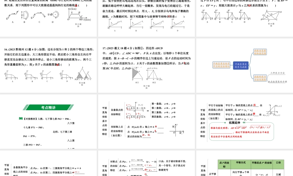 2024贵州中考数学一轮知识点复习 第10讲 平面直角坐标系与函数（课件）.pptx