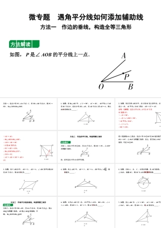 2024贵州中考数学一轮知识点复习 微专题 遇角平分线如何添加辅助线（课件）.pptx