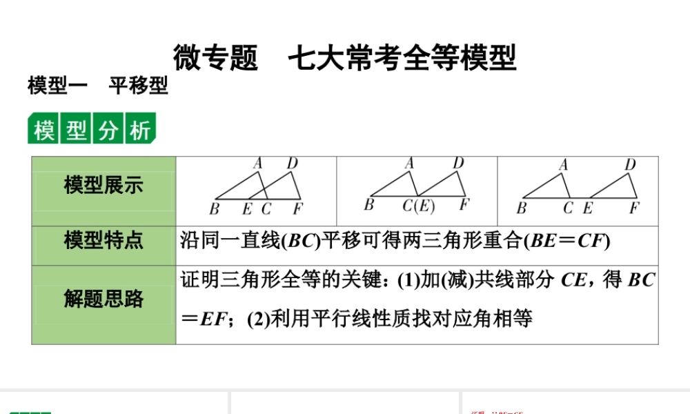 2024海南中考数学二轮复习 微专题 七大常考全等模型（课件）.pptx