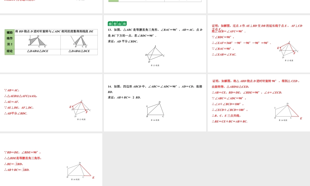 2024海南中考数学二轮复习 微专题 七大常考全等模型（课件）.pptx